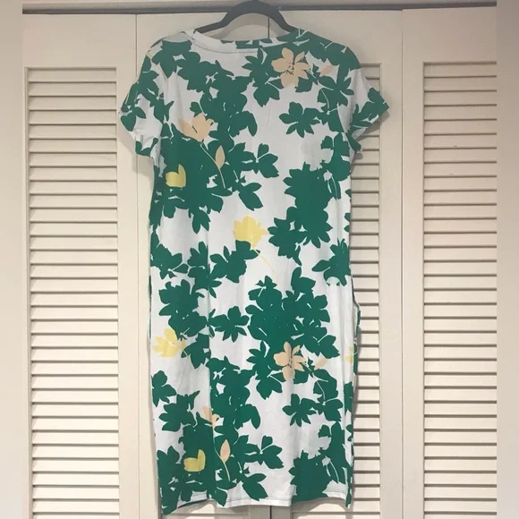 LIZ CLAIBORNE Shift Dress, M, Green/White/Yellow Floral Print, Cotton—NWOT - Picture 2 of 5